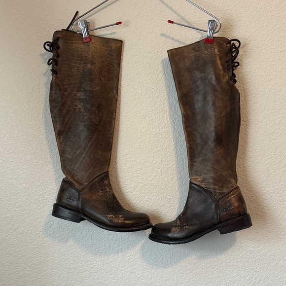 Bed Stu Shoes - Bed-Stu Brown Leather Knee-High Leather Boots Manchester Size 6.5